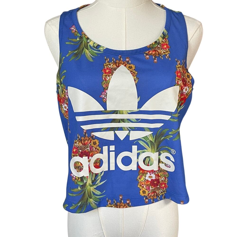 Adidas Farm Rio collab Blue Floral Tank Top